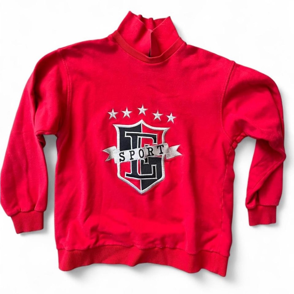 Vintage Rare 90s Escada Sport Red Collar Crewneck.